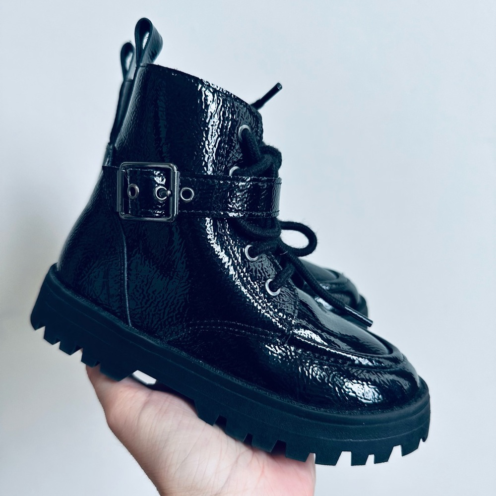 Zara Black Combat Boots with Chunky Soles